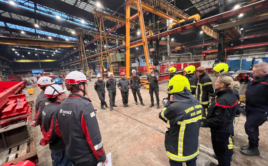 Exercices grandeur nature dans l'usine d'Eiffage Métal, avec les pompiers de Lauterbourg (67)