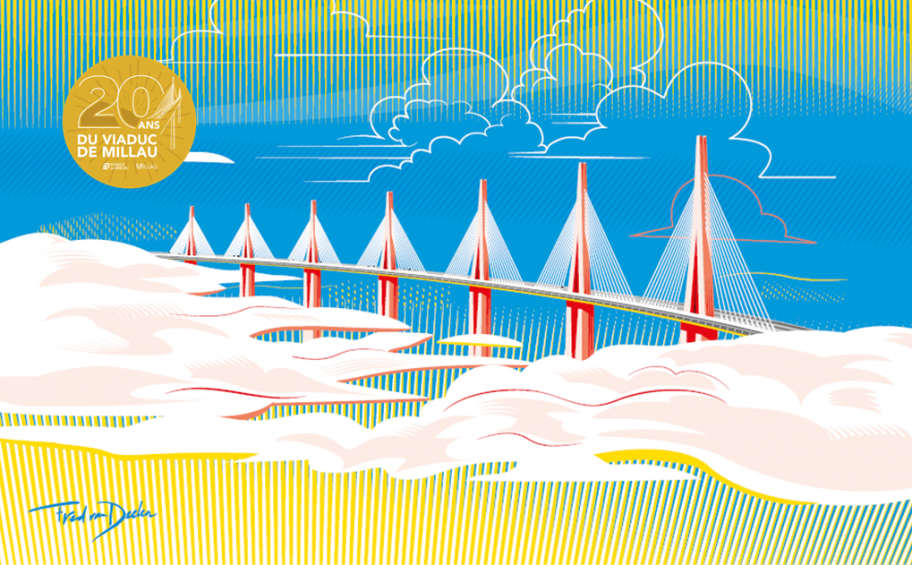 Un panneau évènementiel créé pour les 20 ans du Viaduc de Millau