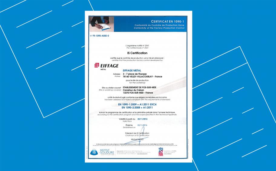 Eiffage Metal is CE marked BS EN 1090-1/2 EXC 4 in Fos-sur-Mer